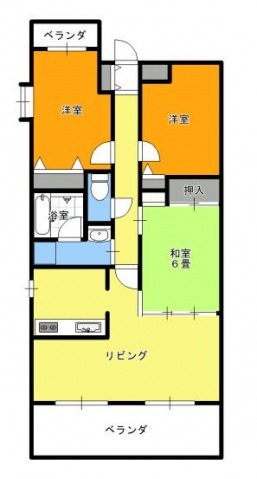 【広島市東区牛田旭のマンションの間取り】