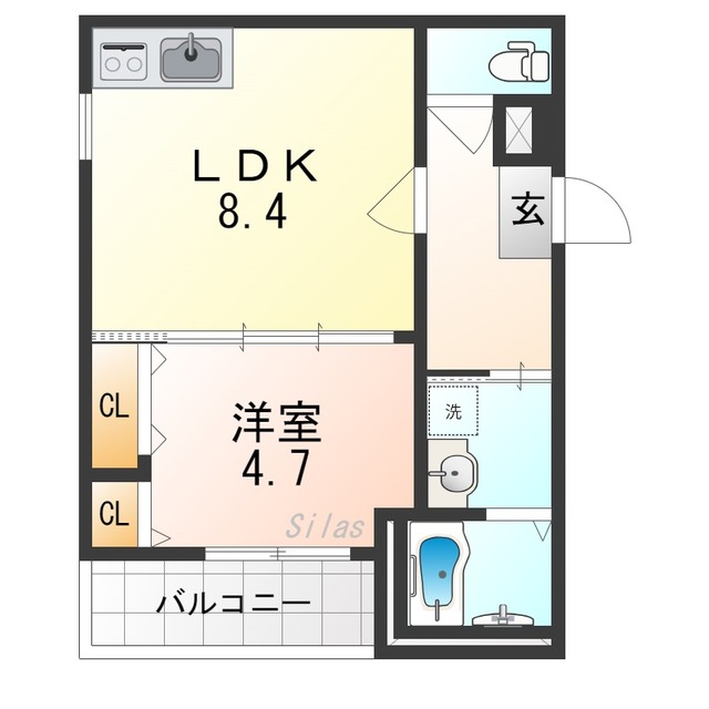 フジパレス住吉遠里小野III番館の間取り