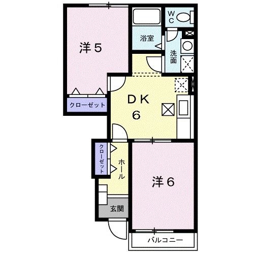 生駒市小瀬町のアパートの間取り