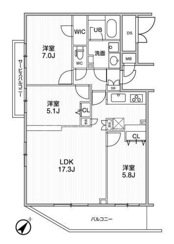 墨田区東向島のマンションの間取り