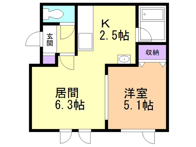 苫小牧市もえぎ町のアパートの間取り