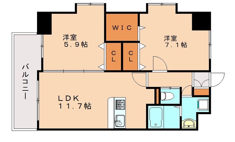 北九州市小倉北区中井口のマンションの間取り