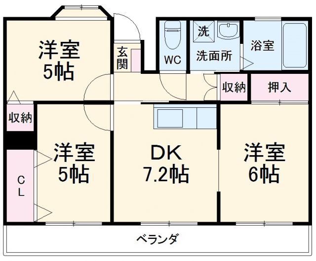 岐阜市加納青藤町のマンションの間取り