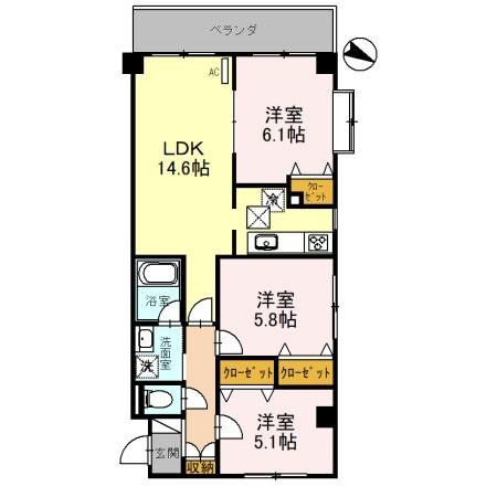 川越市藤原町のマンションの間取り