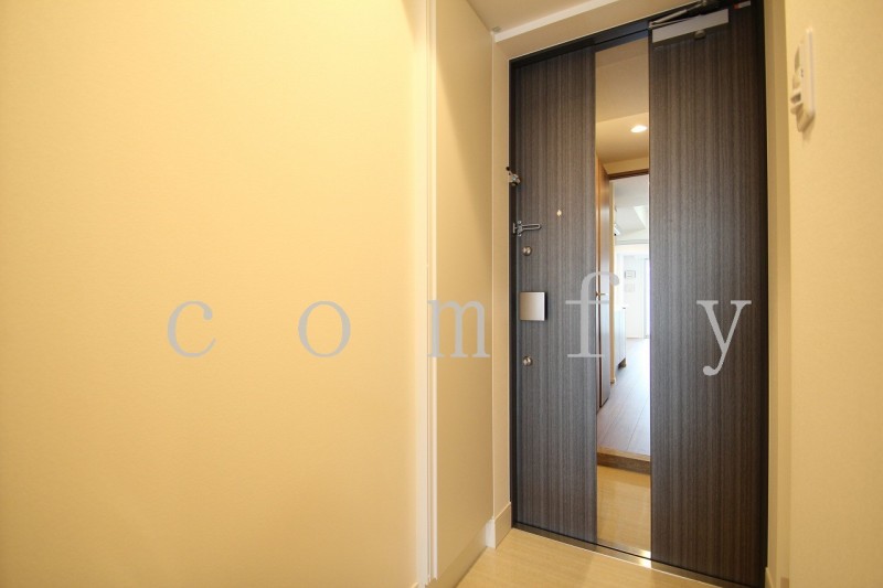 玄関　姿見のある玄関扉