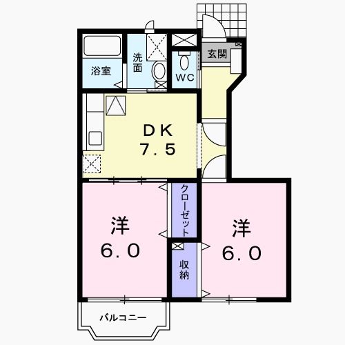 アンソレイエ Aの間取り写真