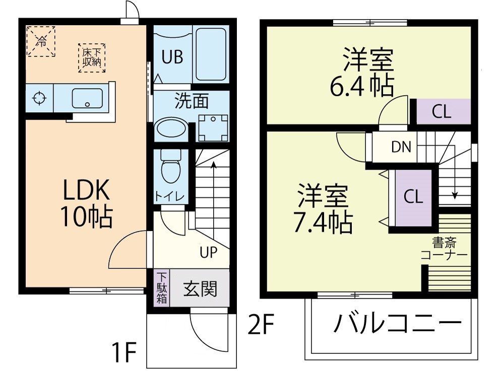 12/1(仮称)都留市下谷テラスハウス　Bの間取り