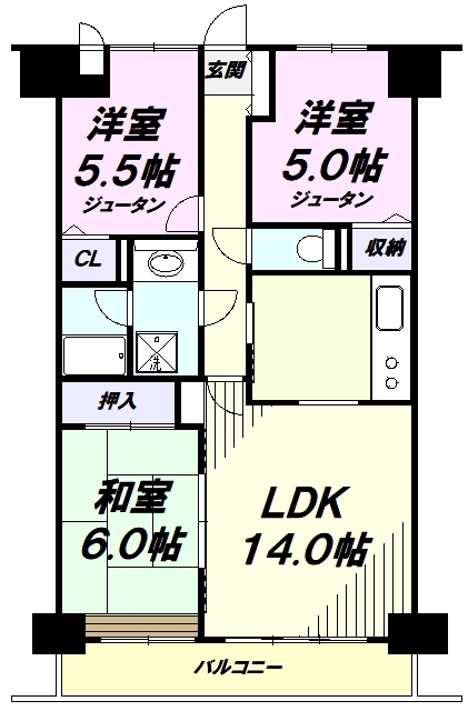 ライオンズマンション武蔵砂川の間取り