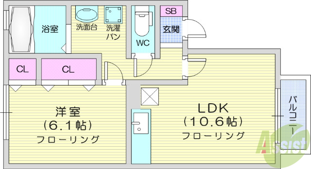 多賀城市高橋のアパートの間取り