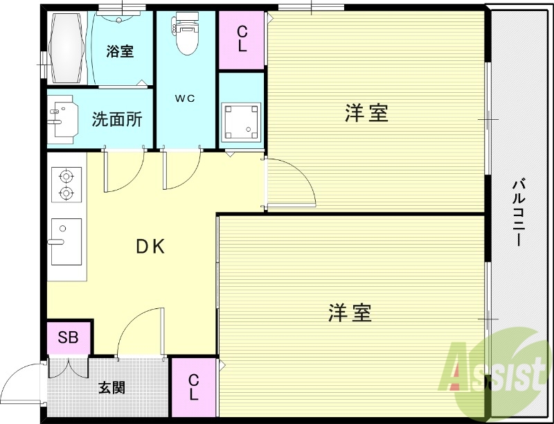 神戸市長田区大丸町のマンションの間取り