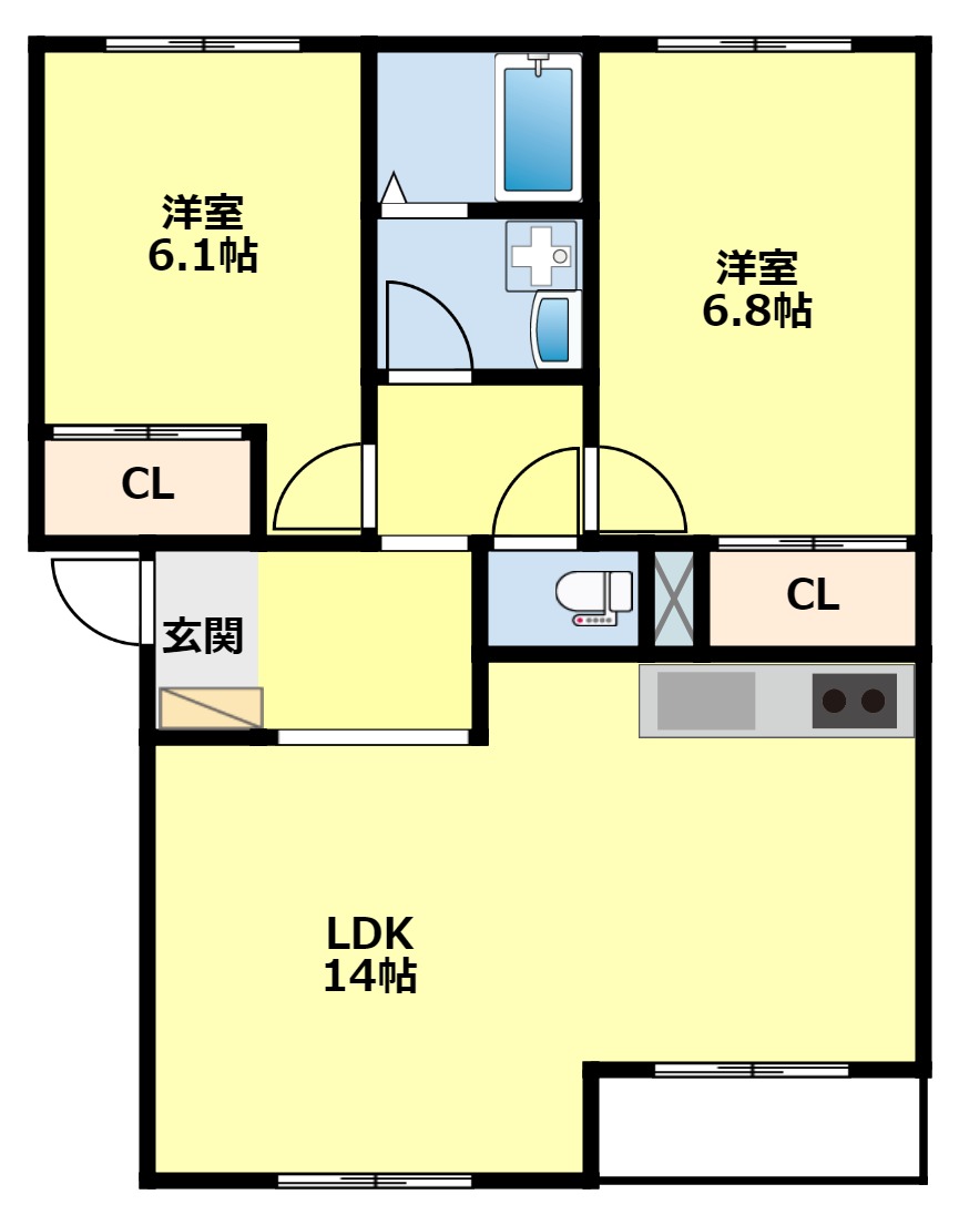 みよし市西一色町のアパートの間取り