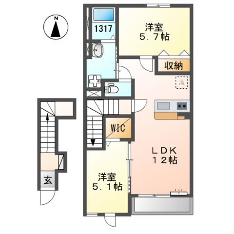 揖保郡太子町東保のアパートの間取り