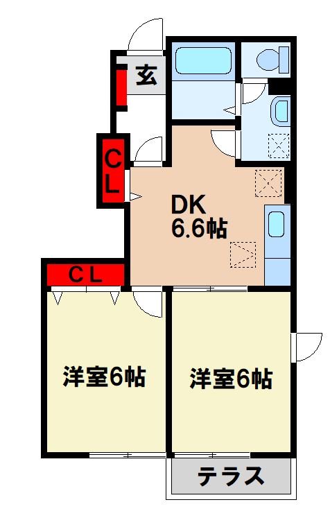 【小郡市力武のアパートの間取り】