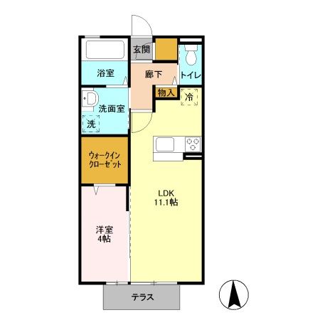 邑楽郡邑楽町大字中野のアパートの間取り