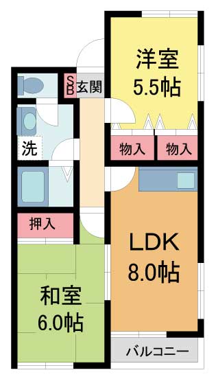 西宮市郷免町のマンションの間取り