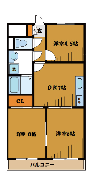 小平市学園西町のマンションの間取り