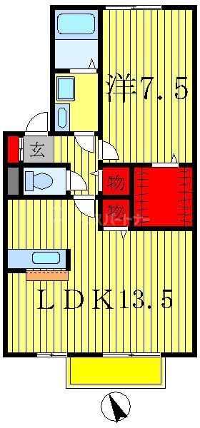 松戸市五香のアパートの間取り