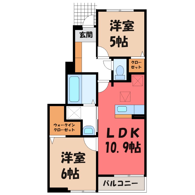 筑西市下中山のアパートの間取り