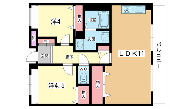 豊中市刀根山元町のマンションの間取り