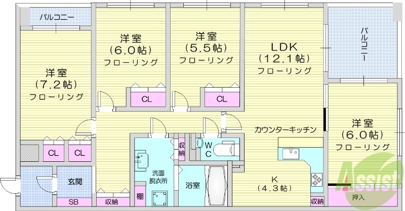 【ファミールグラン錦町の間取り】