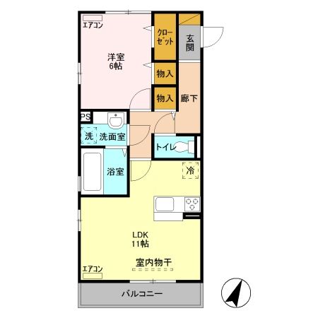 坂戸市三光町のアパートの間取り