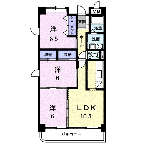 津山市高野山西のマンションの間取り