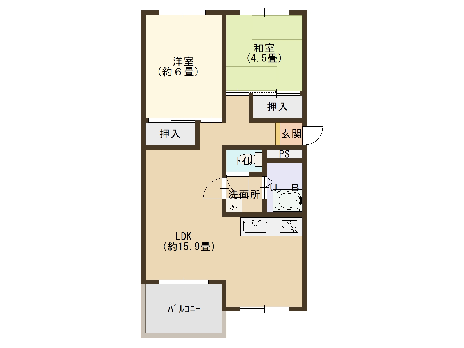 芦屋市高浜町５-1　８階　２LDKの間取り