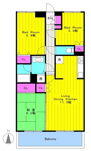 ラナイヒルサイド１１８８の間取り