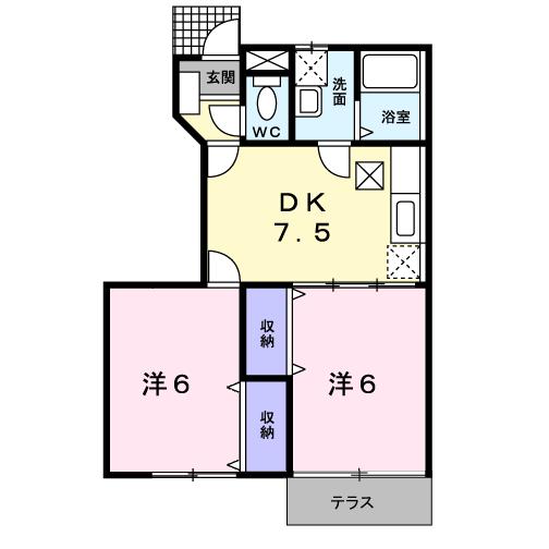 山陽小野田市須恵のアパートの間取り