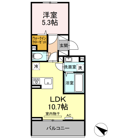 熊本市東区長嶺東のアパートの間取り