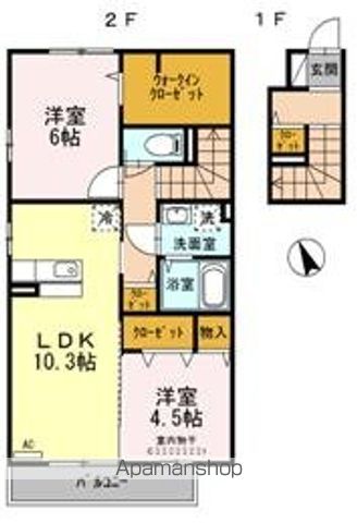 ＪＲ福塩線 上戸手駅 徒歩15分 2階建 築15年の間取り写真