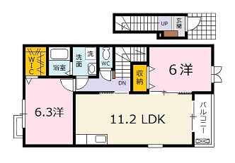 広島市安佐北区可部南のアパートの間取り