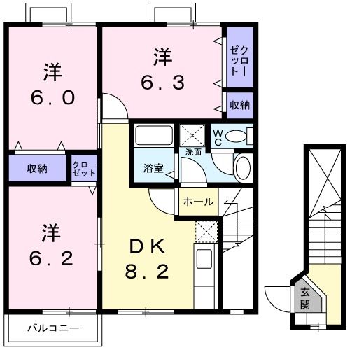 【四国中央市下柏町のアパートの間取り】