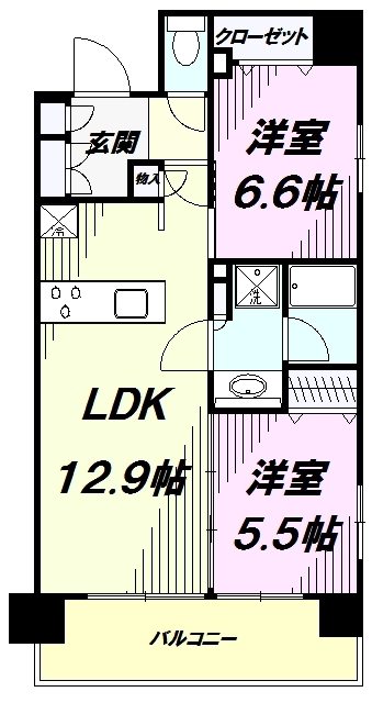 八王子市横山町のマンションの間取り