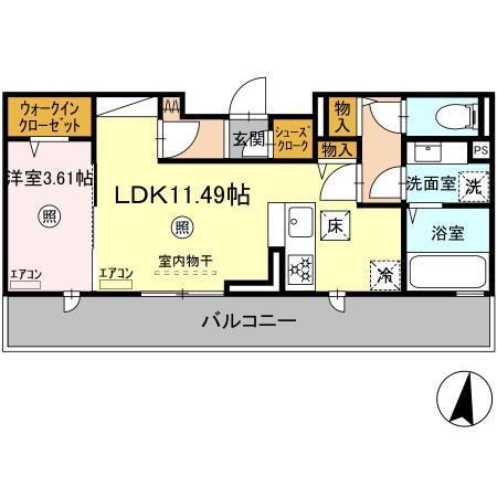 Ｄ－ｒｏｏｍ畑沢Ｂの間取り