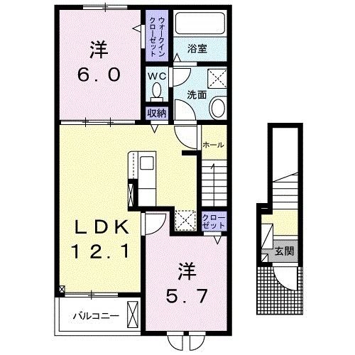 安芸高田市吉田町常友のアパートの間取り