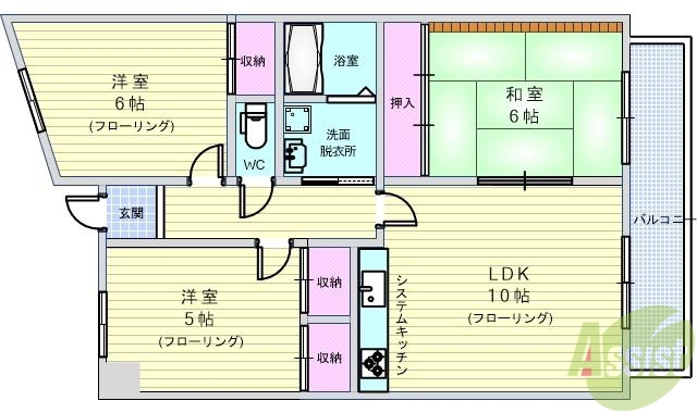 豊中市柴原町のマンションの間取り