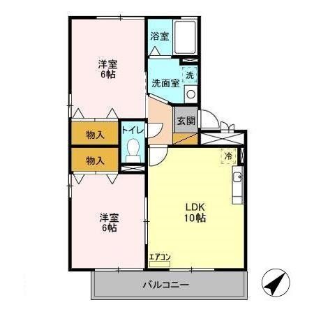 千葉市若葉区源町のアパートの間取り