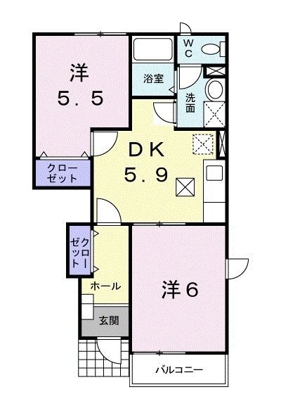 加美郡加美町字一本杉のアパートの間取り