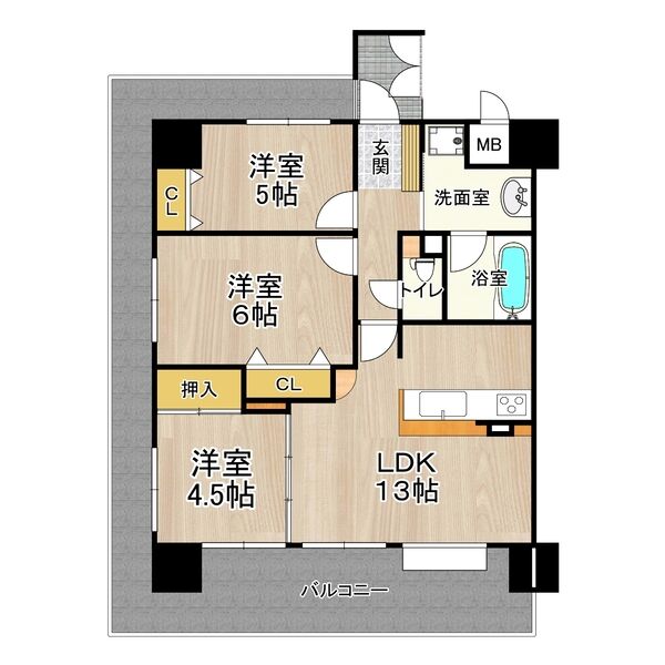 堺市堺区中安井町のマンションの間取り