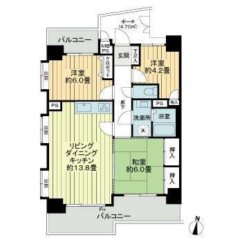 大田区南六郷のマンションの間取り