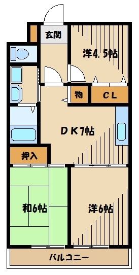 狭山市大字東三ツ木のアパートの間取り