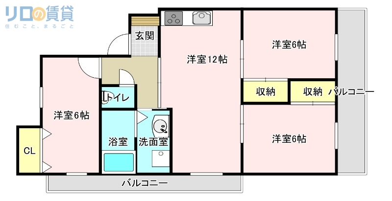 伊丹市南野のマンションの間取り