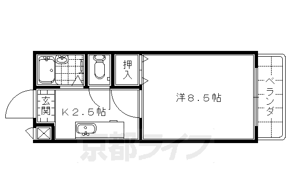 京都市東山区大和大路１丁目のマンションの間取り