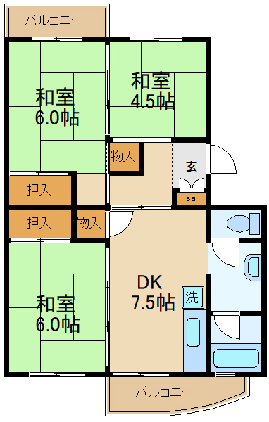 柏市宿連寺のマンションの間取り