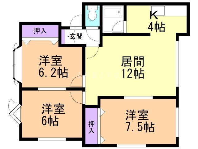 札幌市白石区菊水元町七条のアパートの間取り