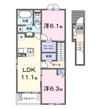 碧南市荒子町のアパートの間取り