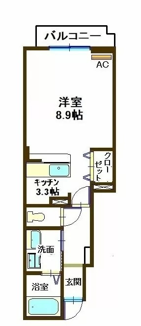 福山市神辺町大字川北のアパートの間取り