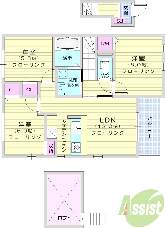 リバップ人来田の間取り