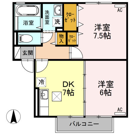 リビングタウン古川西　E棟の間取り